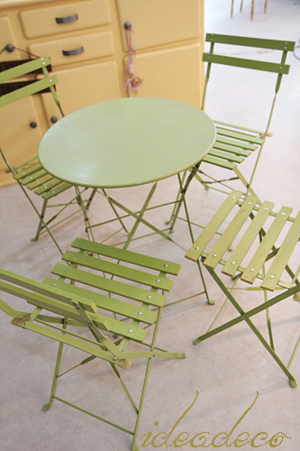 빈티지 프렌치 접이식 정원 테이블과 의자 4개 셋트
