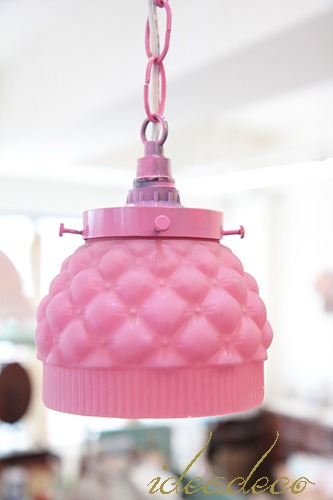앤틱 크랜베리 핑크 올록볼록 귀여운 핑크 새틴글래스 1구 팬던트 램프